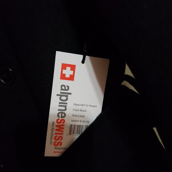 Alpine Swiss Double Breasted Black Jacket Size Large NWT - Picture 6 of 8